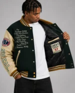 57 Chevy Draggin Machine Exclusive Green Varsity Jacket On Sale