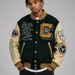 57 Chevy Draggin Machine Exclusive Green Wool Varsity Jacket
