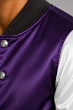 Buy Royal Purple White Satin Varsity Jacket Mens