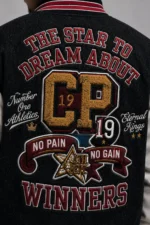 CP Champion No Pain No Gain Exclusive Black Varsity Jacket On Sale