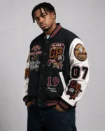 CP Champion No Pain No Gain Exclusive Black Wool Varsity Jacket On Sale