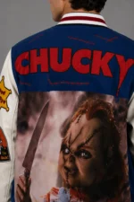 Chucky Exclusive Blue Wool Varsity Jacket Back Patches