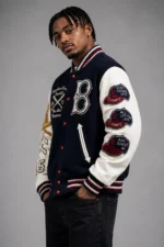 Cleveland Bears Buckets Breed Exclusive Navy Wool Varsity Jacket On Sale