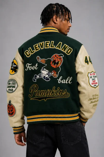 Cleveland Football Pumpkins Exclusive Green Varsity Jacket For Sale