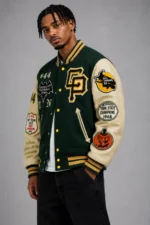 Cleveland Football Pumpkins Exclusive Green Varsity Jacket On Sale