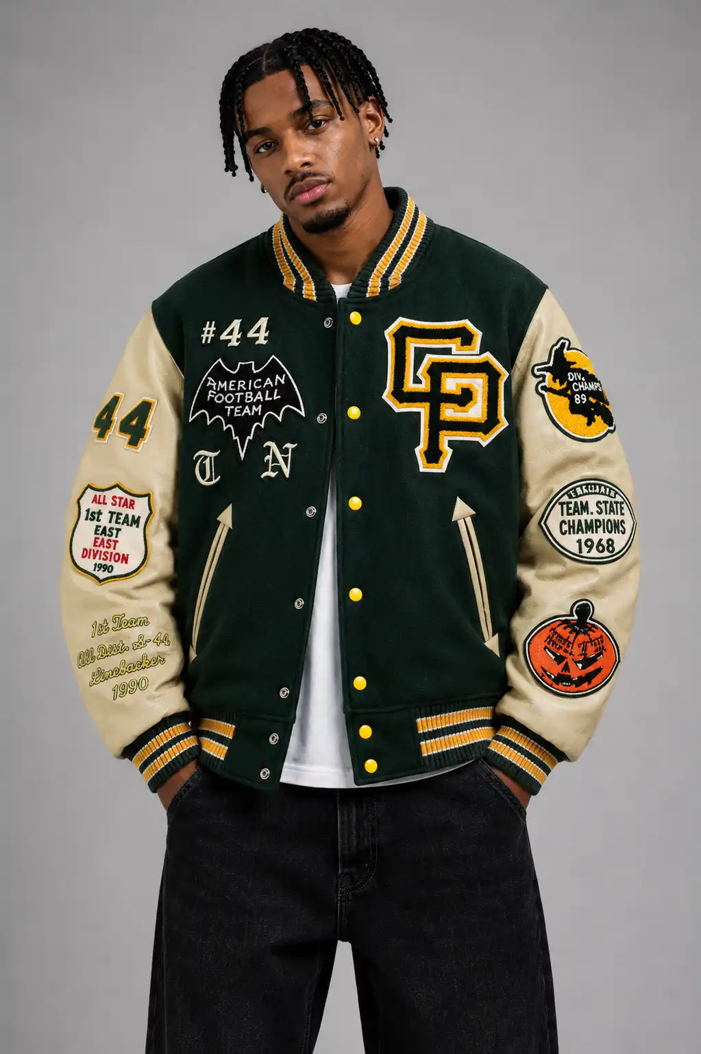 Cleveland Football Pumpkins Exclusive Green Wool Varsity Jacket Cleveland Football Pumpkins Exclusive Green Wool Varsity Jacket
