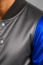 Graphite Cobalt Blue Satin Varsity Jacket Mens Cobalt Lining For Sale