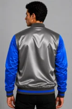Graphite Cobalt Blue Satin Varsity Jacket Mens For Sale