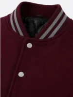 Maroon Grey Sleeve Varsity Jacket Maroon White Ribbing For Sale