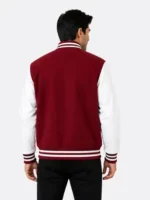 Maroon Wool Varsity White Sleeves Maroon White Ribbing