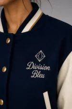 Navy Atelier Embroidered Cropped Varsity Jacket Women Navy Cream On Sale
