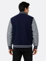 Navy Grey Sleeve Varsity Jacket Navy Grey Ribbing For Sale