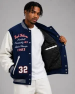 Red Falcons Football Exclusive Navy Varsity Jacket For Sale