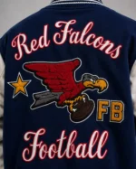 Red Falcons Football Exclusive Navy Varsity Jacket On Sale