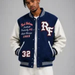 Red Falcons Football Exclusive Navy Wool Varsity Jacket Patches