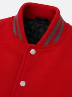 Red Wool Varsity Jacket Leather Sleeves On Sale