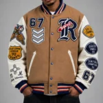 Roswell NM Indians Football Exclusive Tan Wool Varsity Jacket