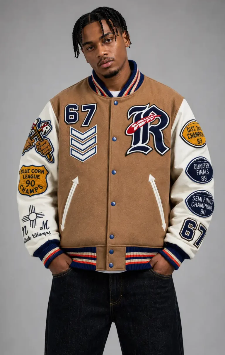 Roswell NM Indians Football Exclusive Tan Wool Varsity Jacket