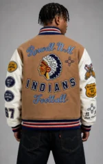 Roswell NM Indians Football Exclusive Tan Wool Varsity Jacket For Sale