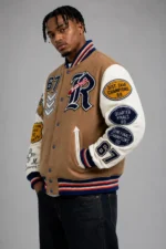 Roswell NM Indians Football Exclusive Tan Wool Varsity Jacket On Sale