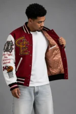 Shop Andrews Golden Eagles NC Exclusive Maroon Wool Varsity Jacket