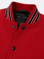 Shop Black Red Leather Sleeve Varsity Jacket Red Black Ribbing