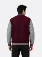 Shop Maroon Grey Sleeve Varsity Jacket Maroon White Ribbing