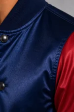 Shop Navy Blue Burgundy Satin Varsity Jacket Mens Coral Satin Lining