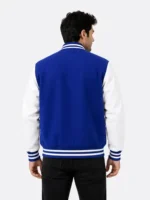 Shop Royal Blue White Sleeve Varsity Jacket Blue White Ribbing