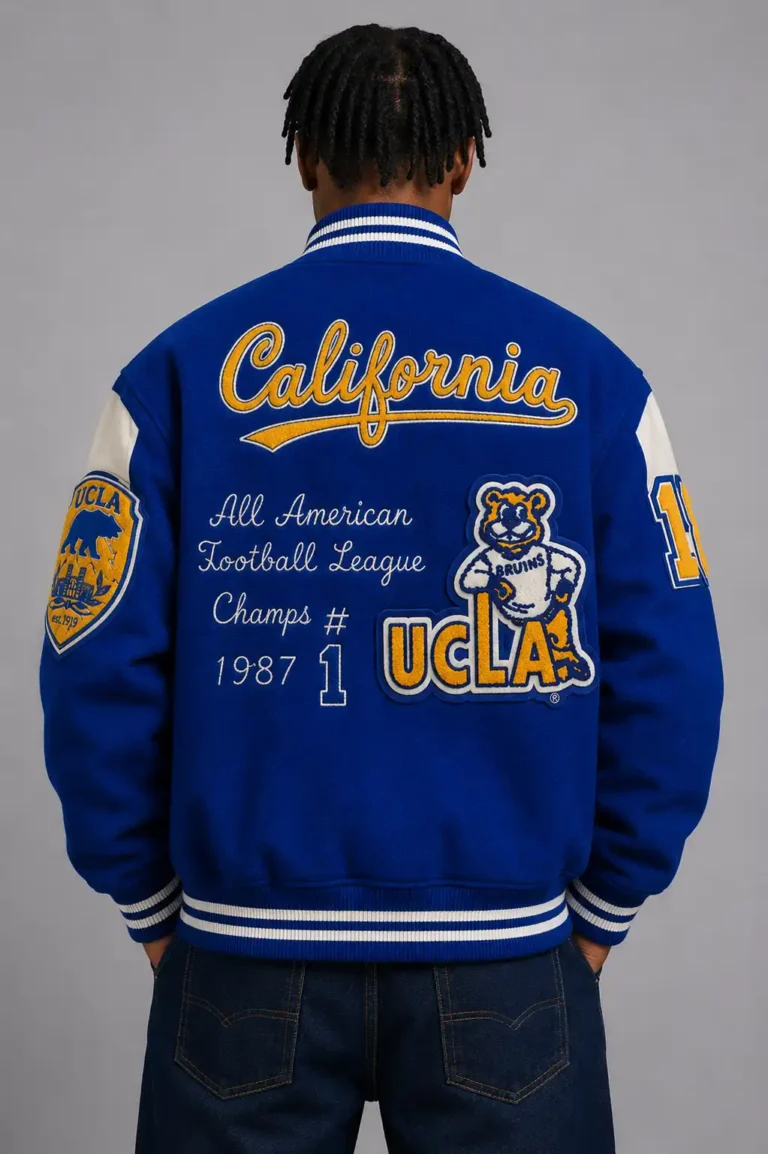 UCLA California All American Exclusive Blue Wool Varsity Jacket For Sale