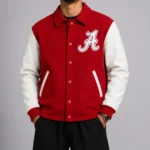 Alabama Crimson Tide Red and White Wool Varsity Jacket
