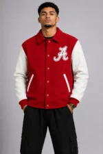 Alabama Crimson Tide Red and White Wool Varsity Jacket