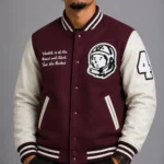 BBC Maroon and White Letterman Varsity Jacket
