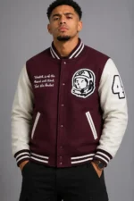 BBC Maroon and White Letterman Varsity Jacket