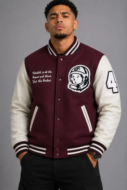 BBC Maroon and White Letterman Varsity Jacket