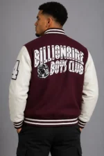 BBC Maroon and White Letterman Varsity Jacket For Sale