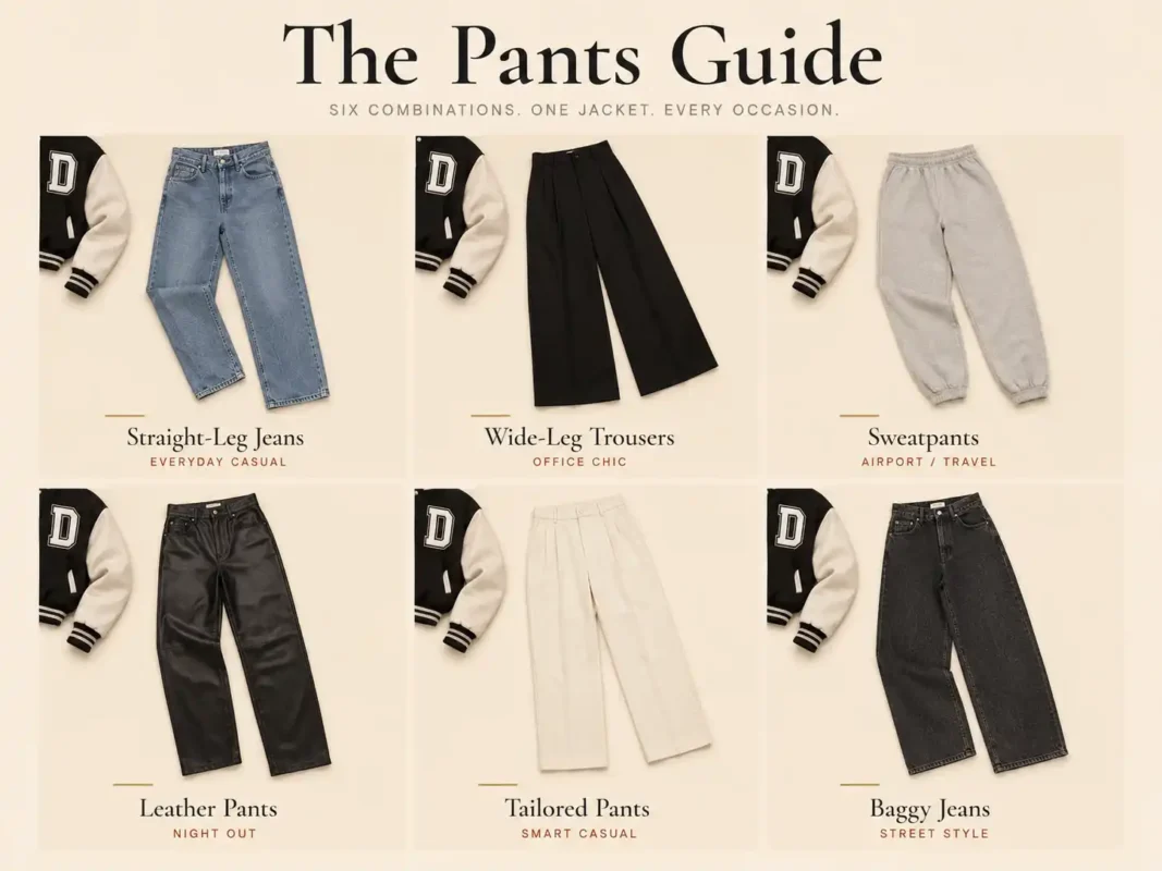 Best Pants to Wear with a Women’s Varsity Jacket