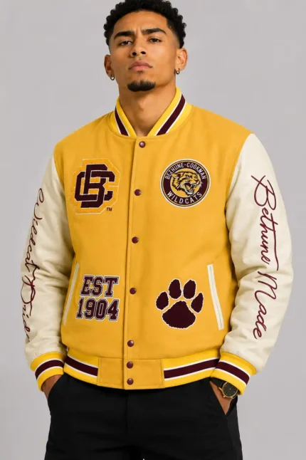 Bethune-Cookman Wildcats Mustard Varsity Yellow and White Jacket
