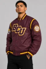 Bethune-Cookman Wildcats Teddy Maroon Varsity Satin Jacket On Sale
