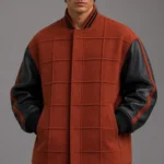 Black Wool Leather Oversized Letterman Varsity Jacket
