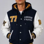 Borough Athletics Exclusive Hooded Varsity Jacket Navy White