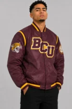 Buy Bethune-Cookman Wildcats Teddy Maroon Varsity Satin Jacket