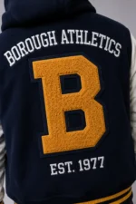 Buy Borough Athletics Exclusive Hooded Varsity Jacket Navy White