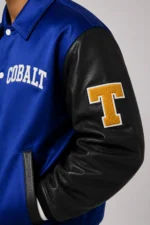 Buy Cobalt Athletic Club Exclusive Satin Varsity Jacket Black Leather
