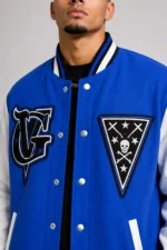 Buy Nipsey Hussle Blue and White Varsity Letterman Jacket