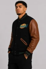 Buy Seinfeld Crew Black and Brown Varsity Jacket