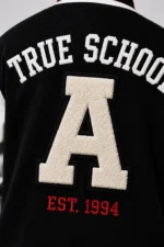 Buy True School Exclusive Varsity Jacket Black Wool White Leather