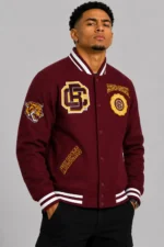 Classic-Rib Bethune-Cookman Wildcats Full-Zip Varsity Maroon Wool Jacket