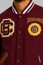 Classic-Rib Bethune-Cookman Wildcats Full-Zip Varsity Maroon Wool Jacket For Sale
