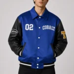 Cobalt Athletic Club Exclusive Satin Varsity Jacket Black Leather